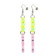 Flower Power acid yellow & pink drop earrings
