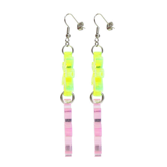 Flower Power acid yellow & pink drop earrings