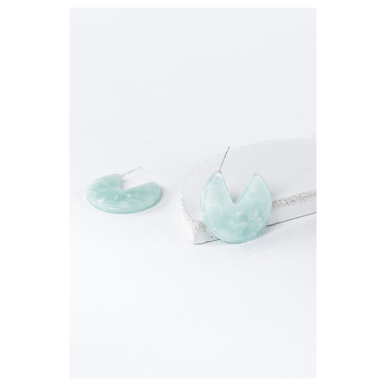 Mint coloured eco-resin curved earrings