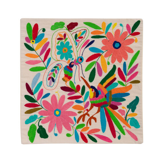 Mexican Otomi embroidered cushion cover (butterfly and bird)