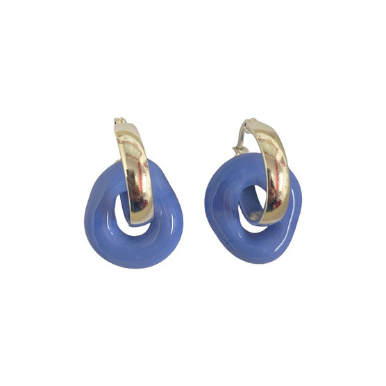 Blue Murano glass donut charm hoop earrings