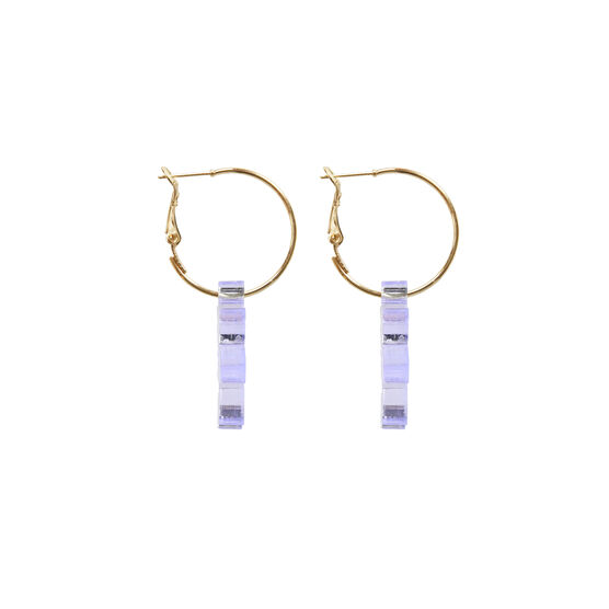 Flower Power purple hoop earrings