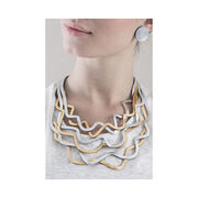 Curves gold and silver leather necklace