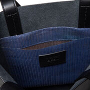 Recycled leather and purple Tate banner tote bag