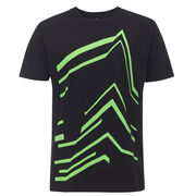 Black t-shirt with bright green outline of Tate Modern's Blavatnik building across the front