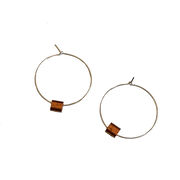 Silver and copper Ferrule hoop earrings