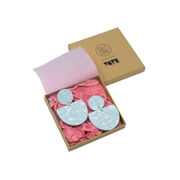 Mint and white earrings in box