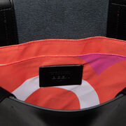 Recycled leather and pink Tate banner tote bag