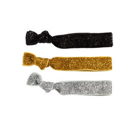 Set of 3 glitter hair ties - gold, silver, black