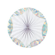 Giant iridescent paper pinwheel decorations