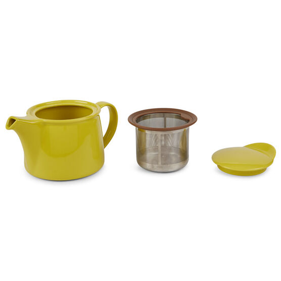 Kinto chartreuse porcelain brim teapot