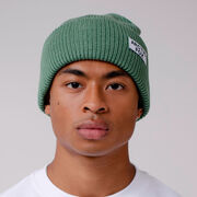 Green knit beanie hat