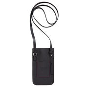 Recycled leather crossbody phone holder