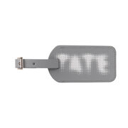 Tate light grey leather luggage tag