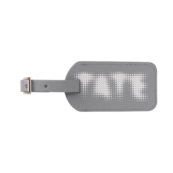 Tate light grey leather luggage tag