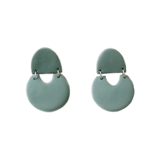 Green geometric earrings