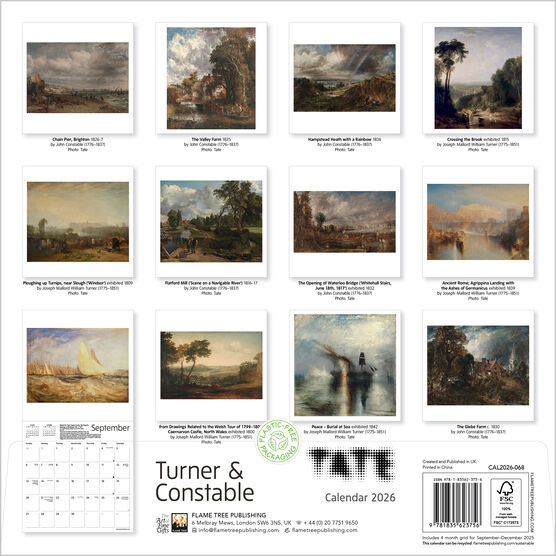Tate: Turner & Constable 2026 wall calendar