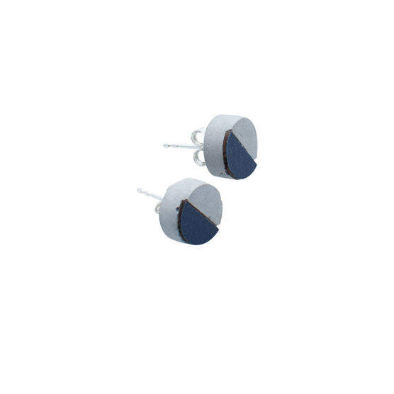 Concrete and navy disc earrings