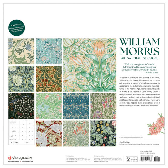 William Morris: Arts & Crafts Designs Calendar 2027