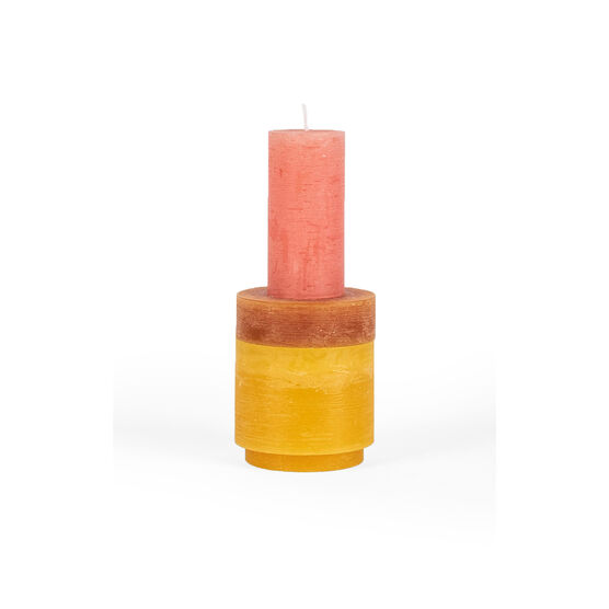 Yellow and pink candle stack