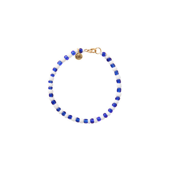 Blue and White glass beaded bracelet