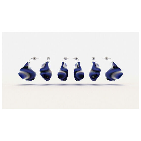 Blue Helix 3D printed earrings