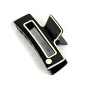 Black & white large rectangle hair claw