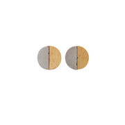 Concrete and brass disc earrings