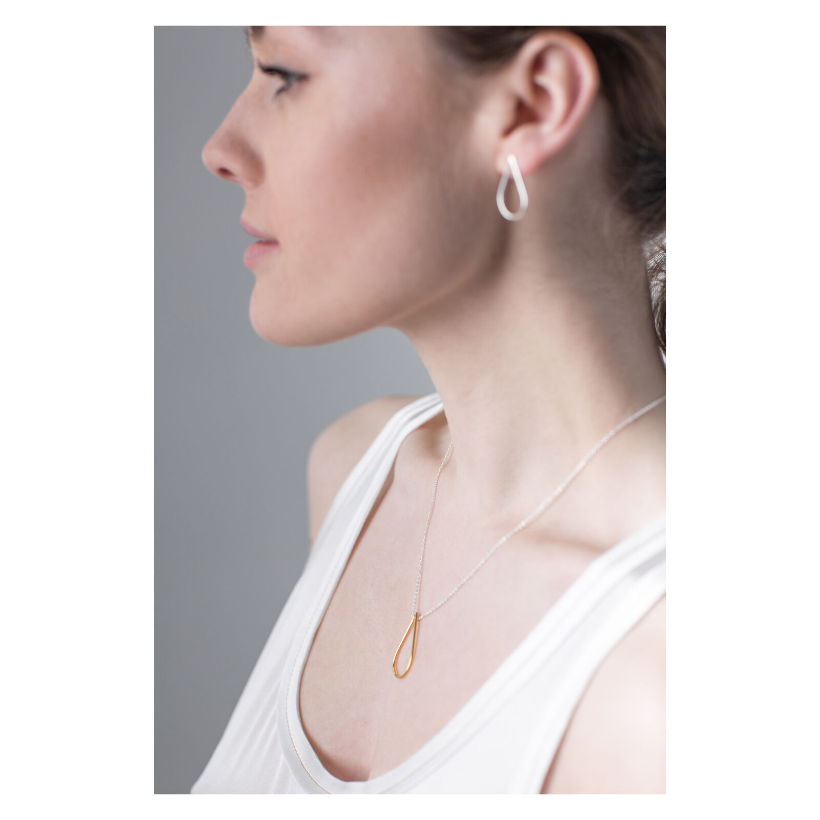 Gold and silver Teardrop necklace 