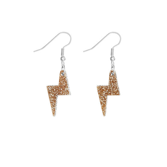 Tatty Devine gold glitter lightning bolt earrings
