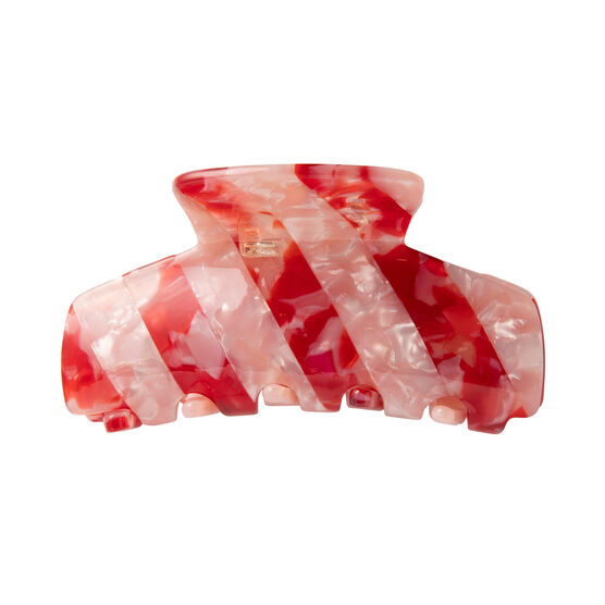 Red and pink striped hair claw