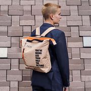 Ally Capellino Guerrilla Girls tan rucksack