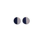 Concrete and navy disc earrings