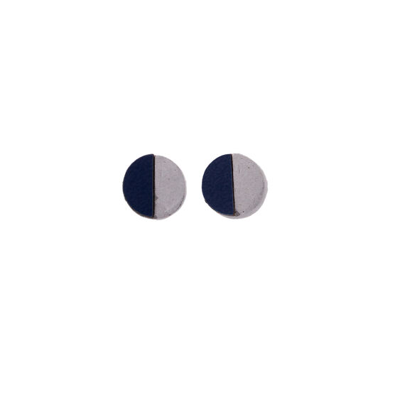 Concrete and navy disc earrings