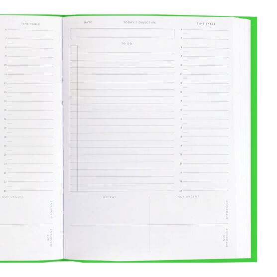 Neon green daily planner notebook