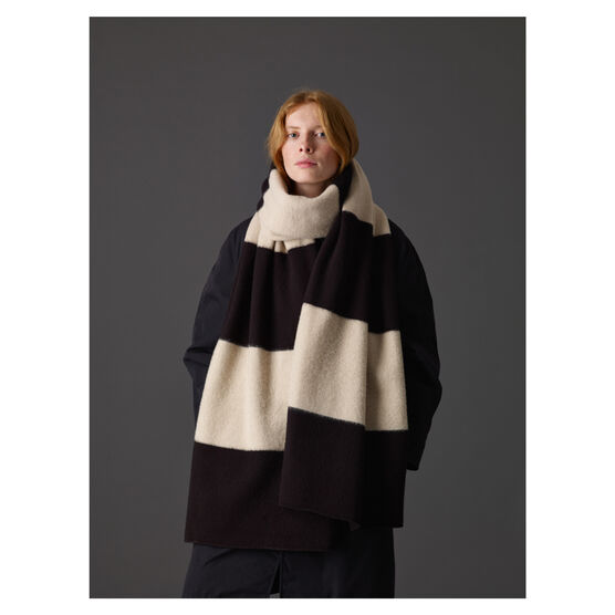 Wide stripe brushed blanket scarf