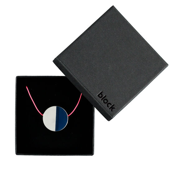 Concrete and navy disc necklace