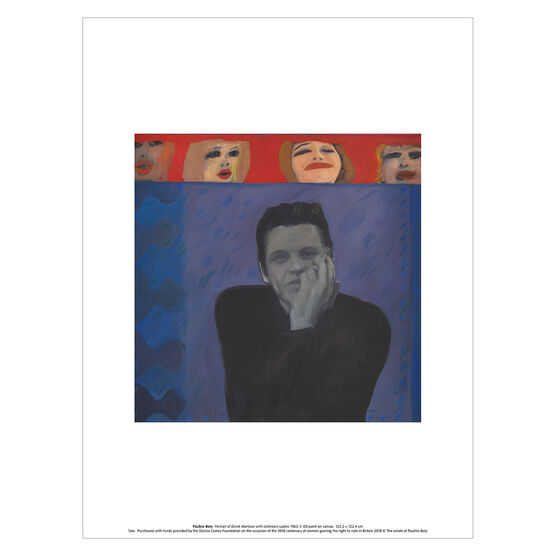 Pauline Boty Portrait of Derek Marlowe with Unknown Ladies art print