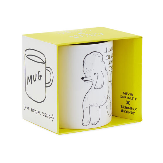 David Shrigley Poodle mug - boxed from the side