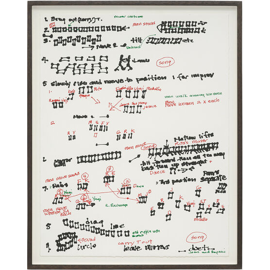 Joan Jonas, Score, Document of 2012 reconstruction of Mirror Piece I (1969), 2018 framed