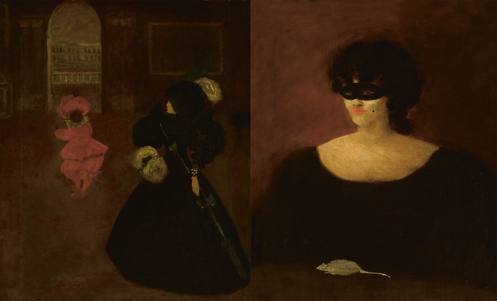 Aubrey Beardsley: Caprice. Verso: Masked Woman with a White Mouse