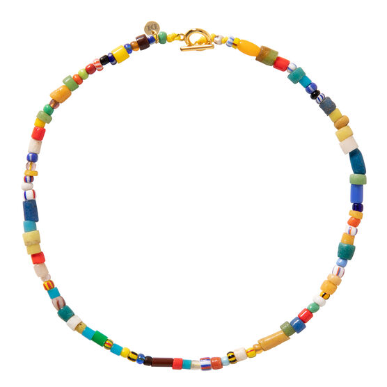 Multicoloured glass beaded necklace