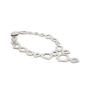 Silver leather necklace laying flat