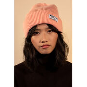 Pink knit beanie hat