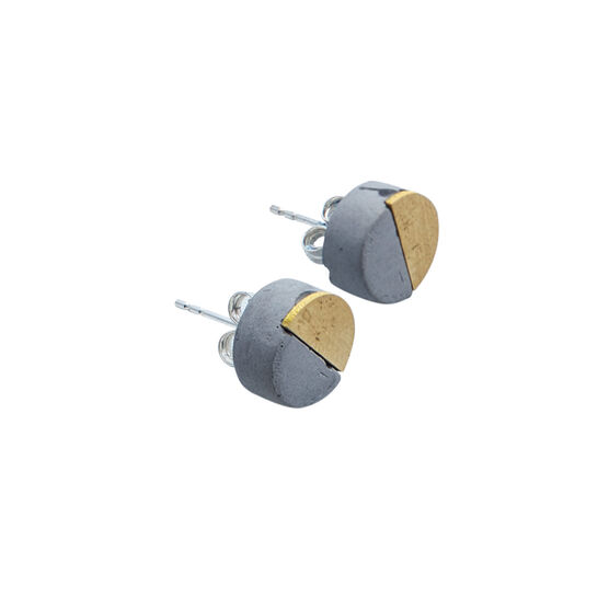 Concrete and brass disc earrings
